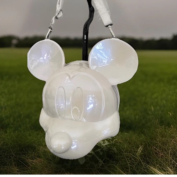 NWT Disney Parks Loungefly MICKEY MOUSE Molded Glittery Gloss White Crossbody - Picture 1 of 7